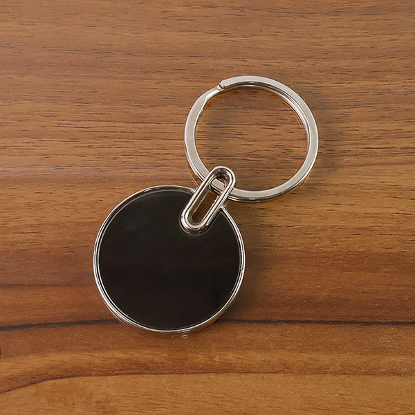 Jet Circle Classic Black Metal Keychain
