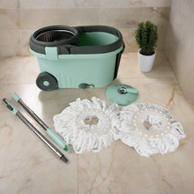 Ganesh Quick Spin Mop Steel Spin, Bucket Floor Cleaning 2 Micro fiber head / Refill