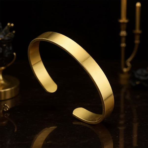 Elegant Gold Finish Open Cuff Bracelet Kada 