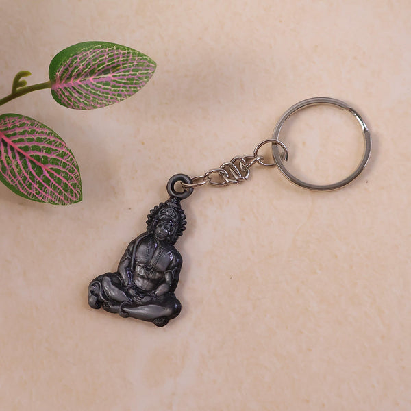 Premium Spiritual Hanuman Ji Sitting Pose Metal Keychain (1 Pc)