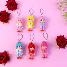 Cute mini doll hanging keychain set 6 pc mix color