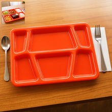 Plastic Multi-Compartment Rectangular Meal Serving Tray / Plate (1 Pc / Red)