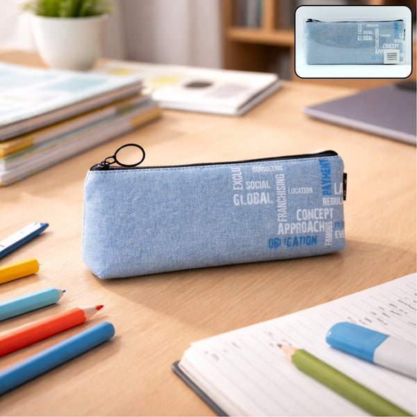 Stylish Fabric Zipper Pencil Pouch (1 Pc)