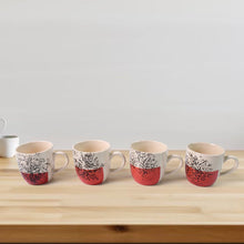 Set Of Ceramic Cup 4pc And Glass Bowl 4pc With Plastic Plate (9 Pcs Set)