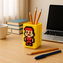 DIY Pixel Art Pen Stand with Building Block Set