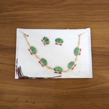 Traditional Green & Lotus Motif Jewellery Set