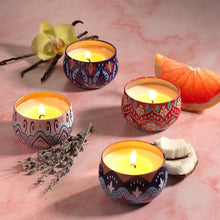 Premium Decorative Mandala Printed Metal Candle Container (4 Pc)