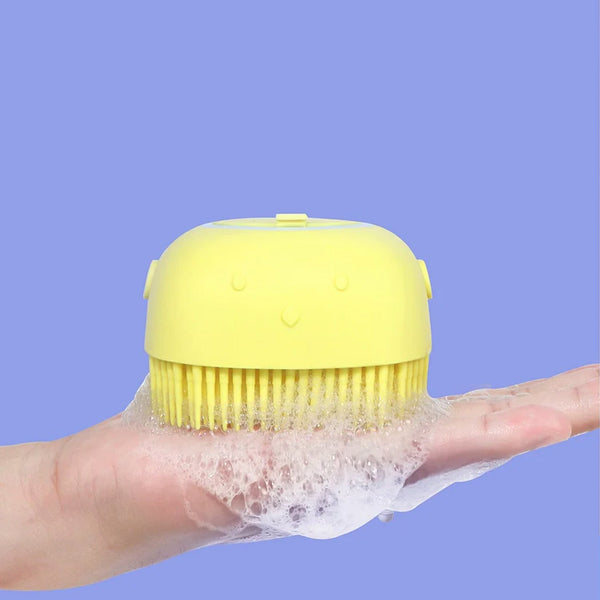 Silicone Massage Bath Body Brush Soft Bristle With Shampoo Dispenser