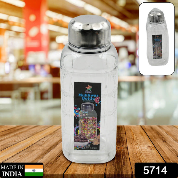 Plastic Transparent Mukhwas Bottle With Steel Cap Kitchen Storage Bottle (1 Pc)