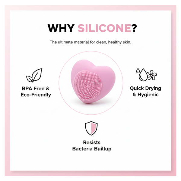 Heart-Shaped Silicone Face Wash Brush – Facial Cleansing Scrubber for Women