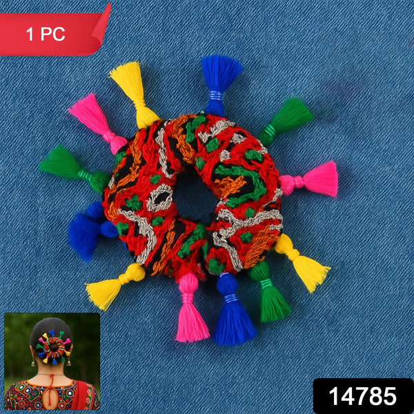 Traditional Multicolor Navratri Hair Bun