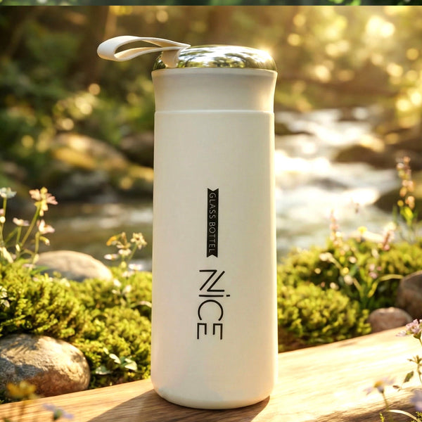 Premium White Glass Water Bottle (1 Pc ,400 ML)