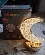 Moon Crystal Touch Table Lamp with 3 Color Dimmable USB Night Light