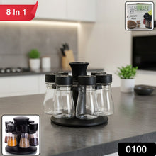 Revolving spice jar set with easy-access stand