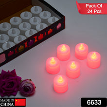 Red LED Tealights Smokeless Flameless Candles for Home Decor, Diwali (24 Pcs)
