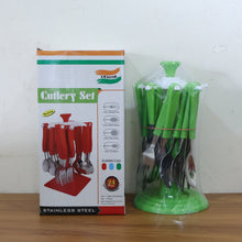 Stainless Steel Cutlery Set with Stand - (24 Pc)