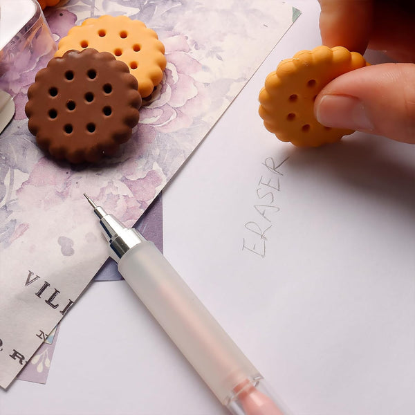 Biscuit-Shaped Erasers – Fun Rubber Stationery for Kids (6 Pcs Set)