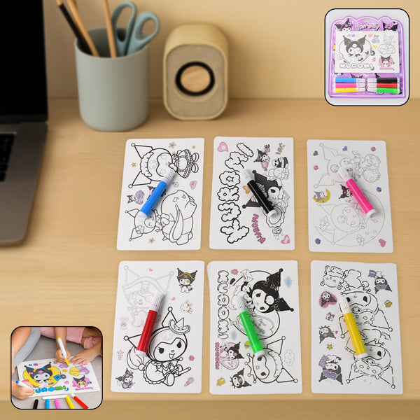 Coloring Book for Kids 6 Sheets with 6 Colorful Markers  (1 Set)