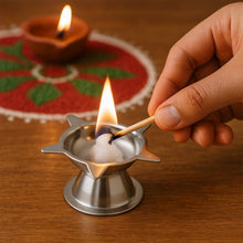 Stainless Steel Lotus Pattern Worship Diya