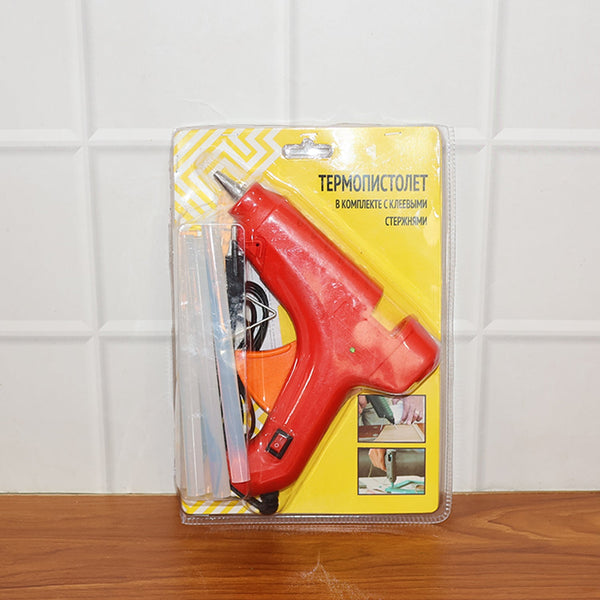 Premium 20W Hot Melt Glue Gun with 6 Transparent Glue Sticks Set
