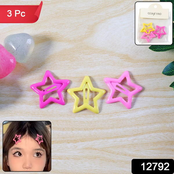 Star-Shaped Hair Clips for Girls - (3 Pc)