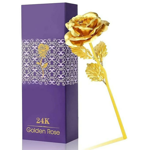 Luxury Decorative Gold Plated Artificial Golden Rose with Premium Box