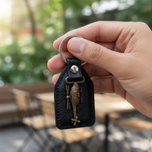 Premium Leather Finish Metal Sword Emblem Keychain (1 Pc)