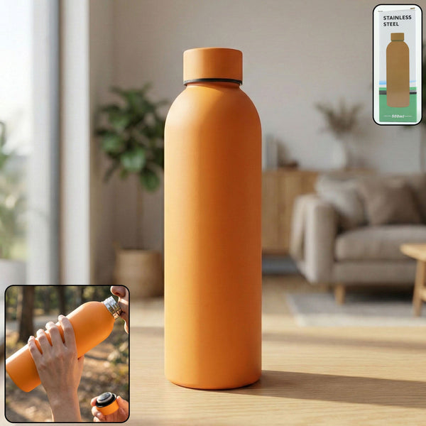 Stainless Steel Double Wall Vacuum-Insulated Drink Water (Orange / 500 ML Approx)