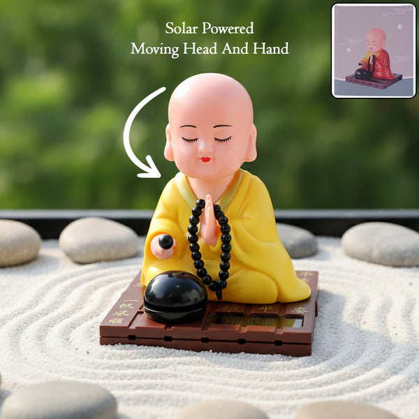 Yellow Solar Powered Sitting Buddha Statue (1 Pc / Medium)