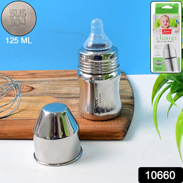 Apex Premium Stainless Steel Baby Feeding Bottle (125 ML / 1 Pc)