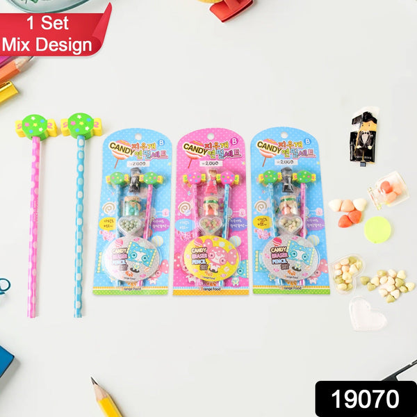 Fun Candy Design Pencil Set with Accessories (1 Set / Mix Design)
