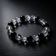 Elegant Dual-Tone Crystal Beaded Stretch Bracelet (1 Pc)