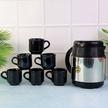 Tea and Coffee Thermos Flask and 6 Ceramic Cups (1 Set)
