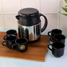 Tea and Coffee Thermos Flask and 6 Ceramic Cups (1 Set)