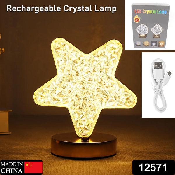 Star Crystal Diamond Touch Lamp – USB Rechargeable, 3-Way Dimmable
