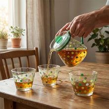 Elegant Glass Tea Pot with Matching Cups Set (1 Set)