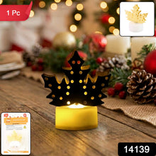 Christmas Decorative LED Gold Metal Leaf Diya Lamp, Diwali (1 Pc)