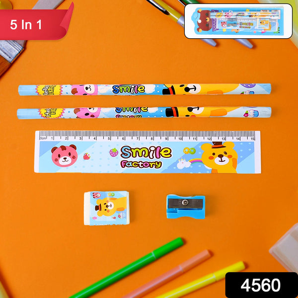 Wooden Pencil Set (5 Pc): School Supplies, Stationery Set for Kids